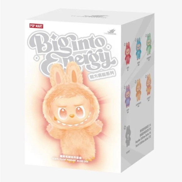POP MART LABUBU Authentic Bing into Energy “Loyalty”Pink/Yell Plush Keychain NIB - Picture 3 of 12